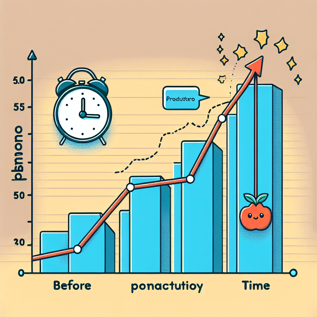 Grafico che illustra l'aumento della produttività grazie all'implementazione della tecnica del Pomodoro.